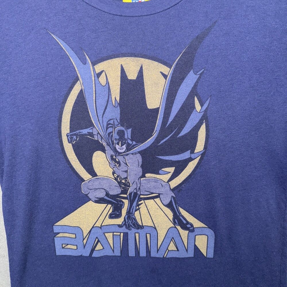 Junk Food Mens S Batman T-Shirt Graphic Tee Retro Blue DC Comics Unisex Tactile - Picture 2 of 8